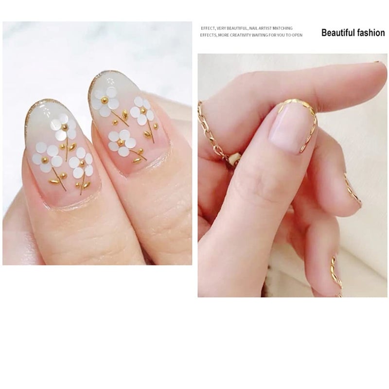 WEILUSI 3D Gold Nail Studs Shell Metal Nail Art Charms Sparkle Mix Shapes Seashell Star Jewels Pineapple Feathers Rivet Design Nail Charms for Women Summer DIY Crafts Manicure Decorations - Image 3